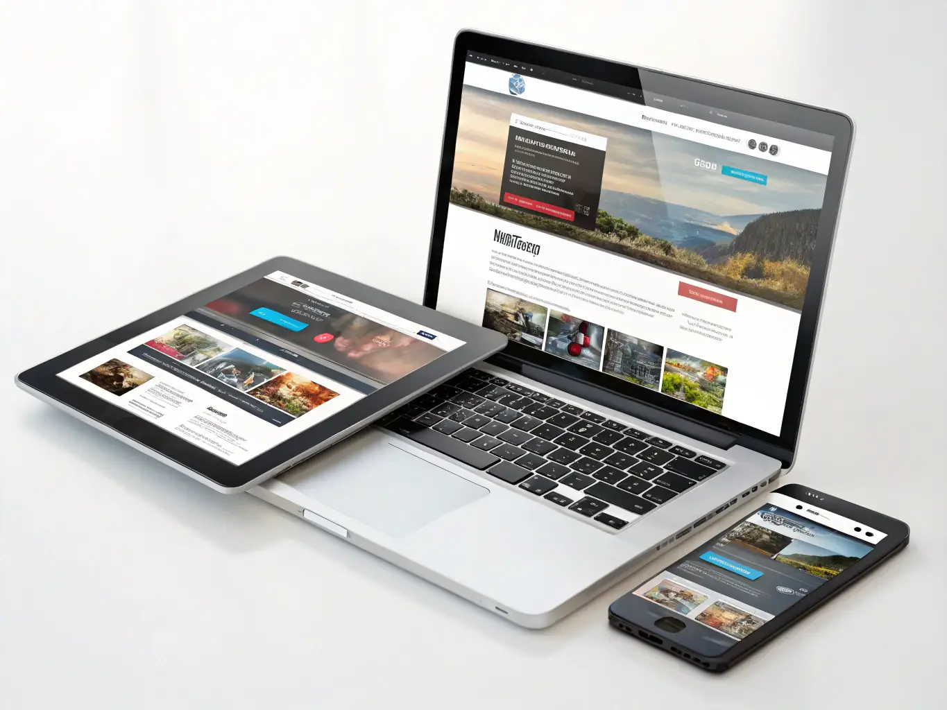 A visually appealing website design displayed across various devices (desktop, tablet, and smartphone), highlighting its responsiveness and modern aesthetic.