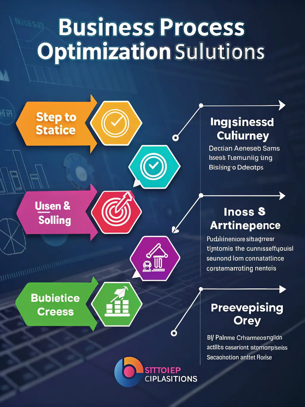 An infographic illustrating the optimization of business processes, highlighting efficiency gains and cost savings.